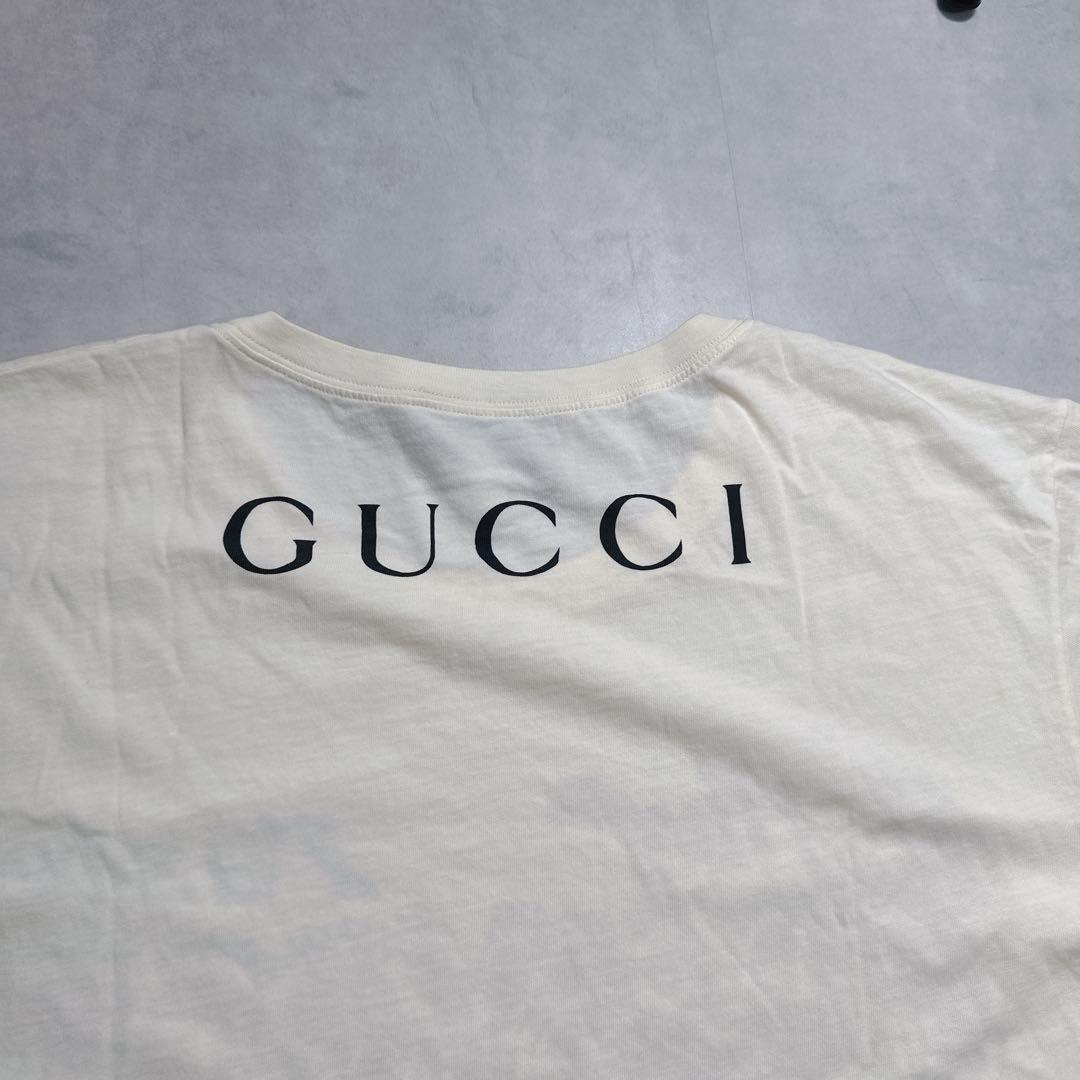 GUCCI　グッチ pussy cat Tシャツ 両面プリントロゴ アイボリー