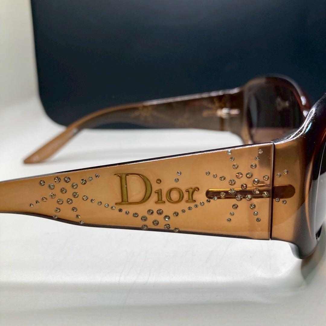 希少　Dior ディオール　サングラス　スパイダー　ロゴ　ストーン　ブラウン