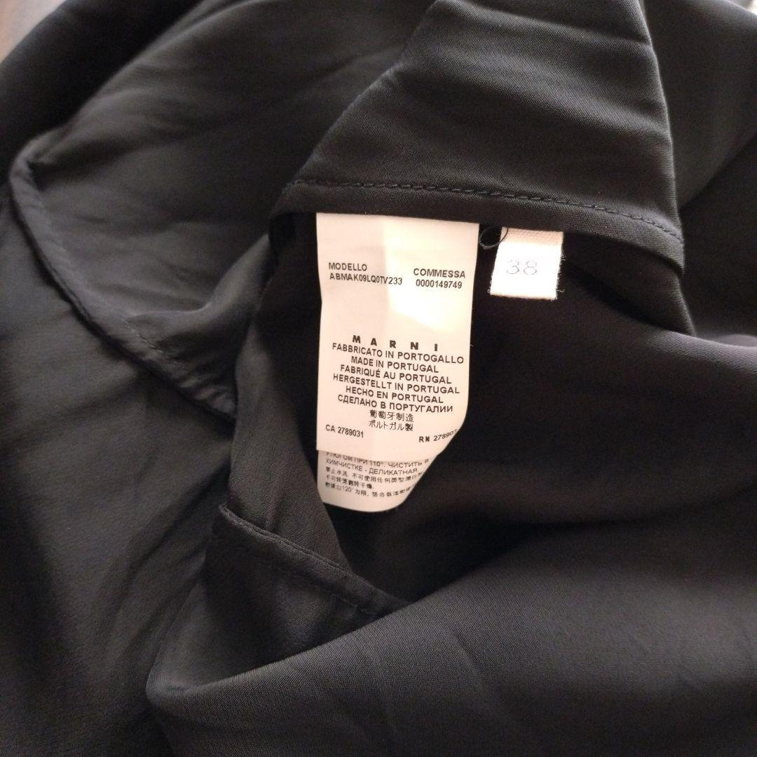 MARNI サテン 黒 半袖 ワンピース ひざ丈