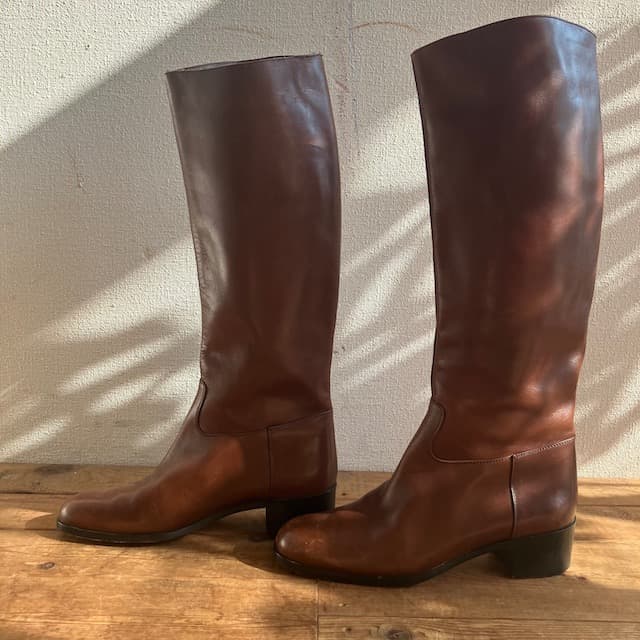 GUCCI グッチ レザー ロングブーツ 8 1/2 B ブーツ
