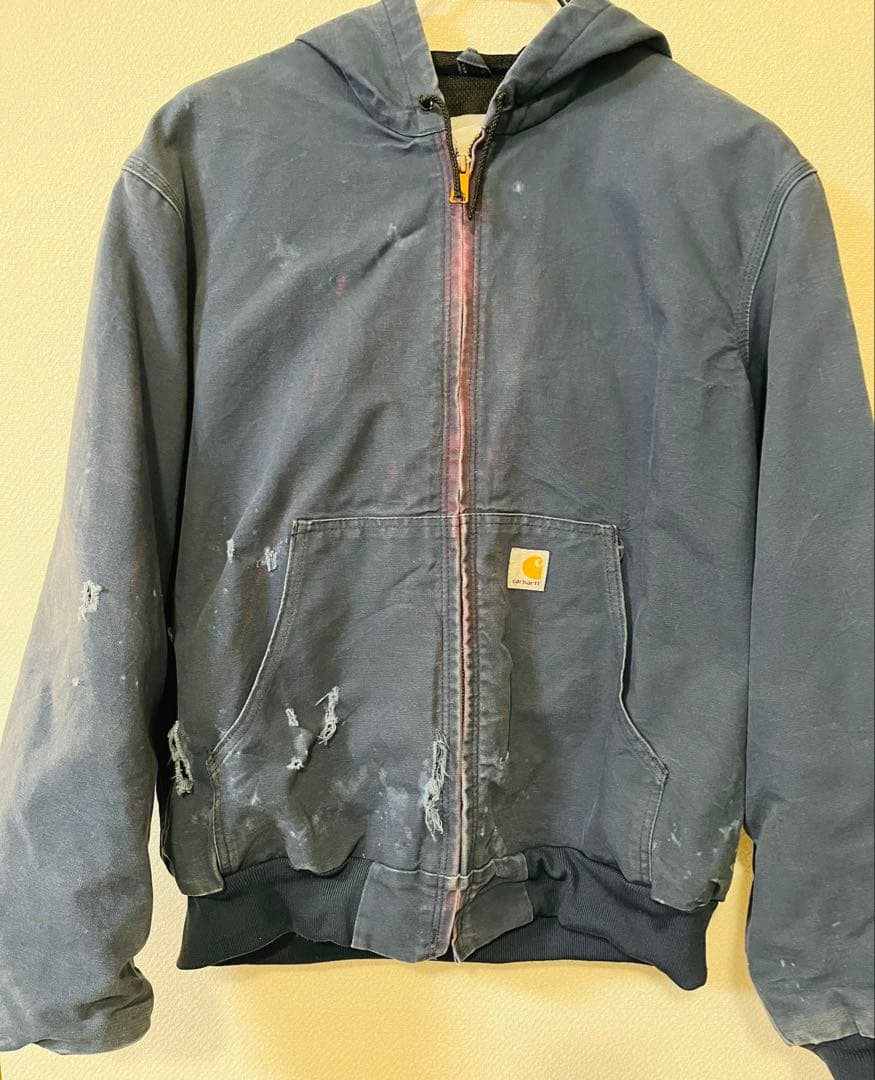 Carhartt カーハート　アクティブジャケット　フェード　ダメージ　ネイビー
