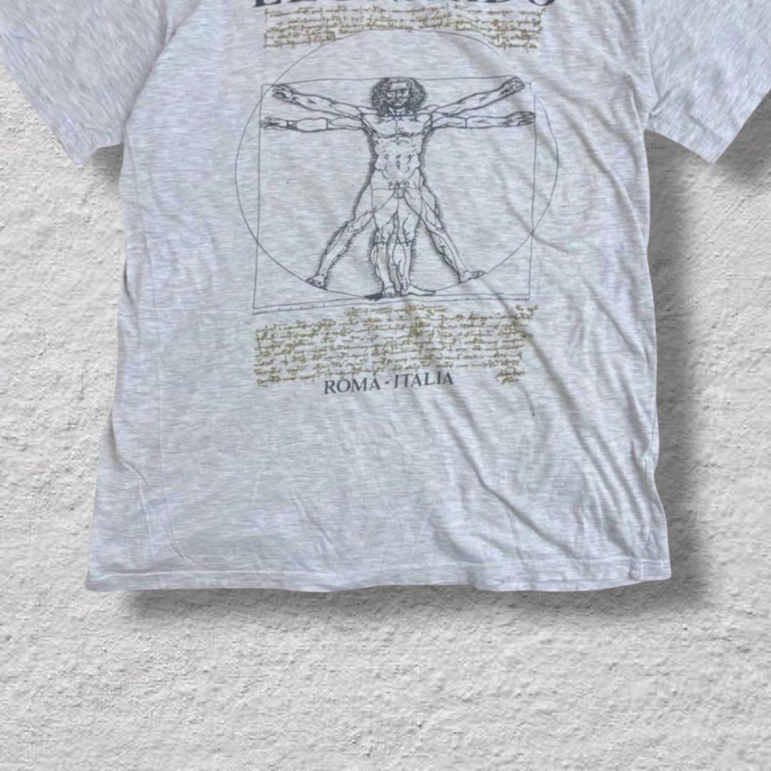 vintageレオナルドダビンチTシャツ90s古着ウィトルウィウス人体図アートT