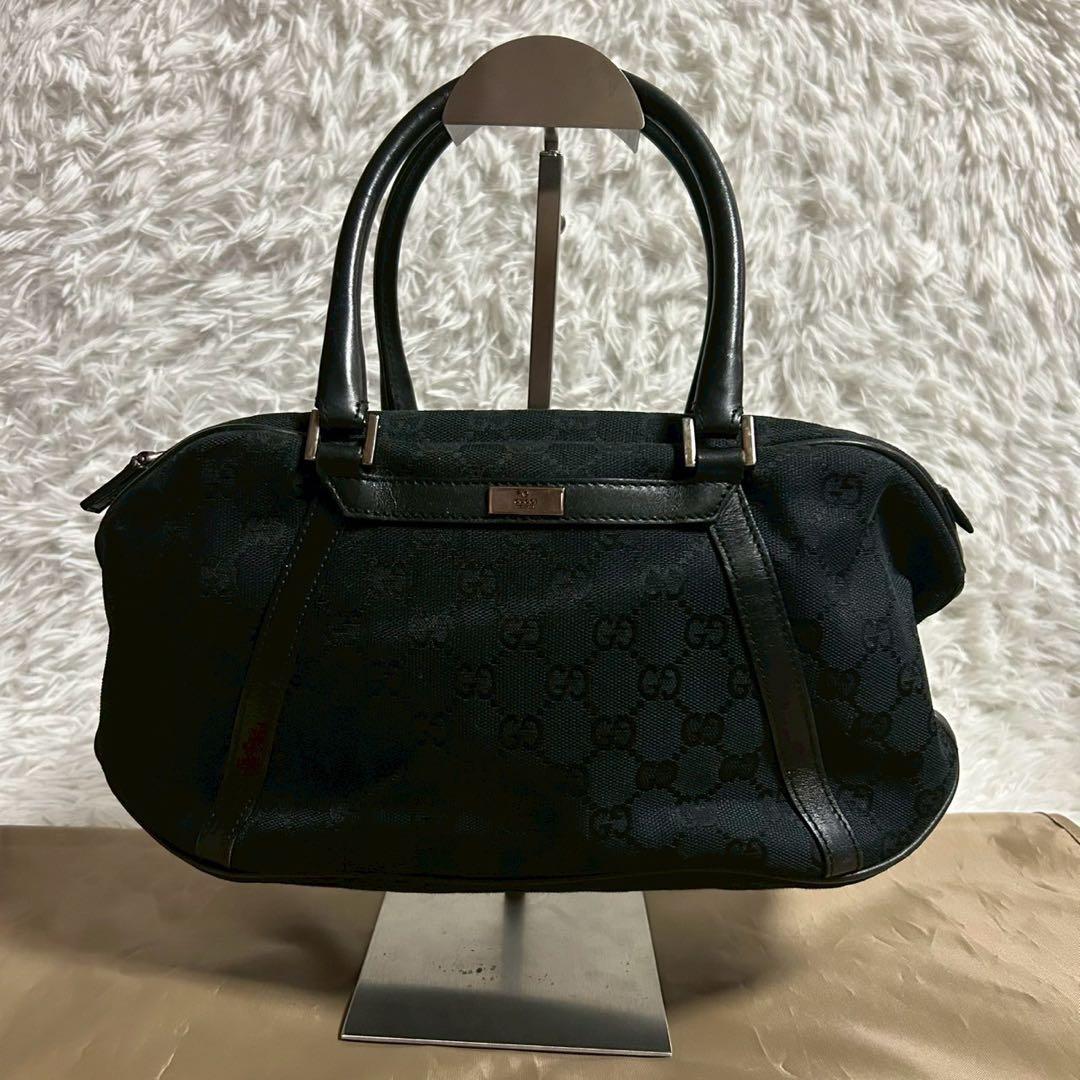 【美品】 GUCCI グッチ GGキャンバス ハンドバッグ レザー ミニボストン