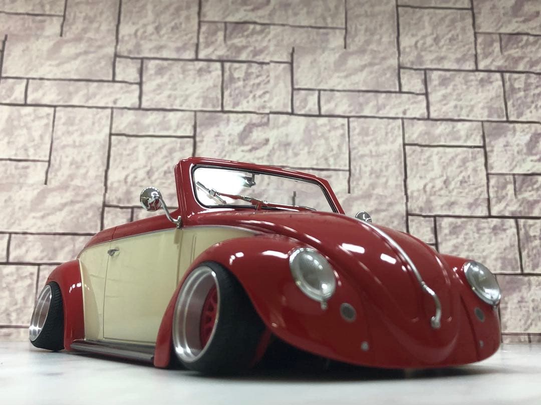 1/18ミニカー　ワーゲンビートル深リムカスタム　V字竹槍マフラー
