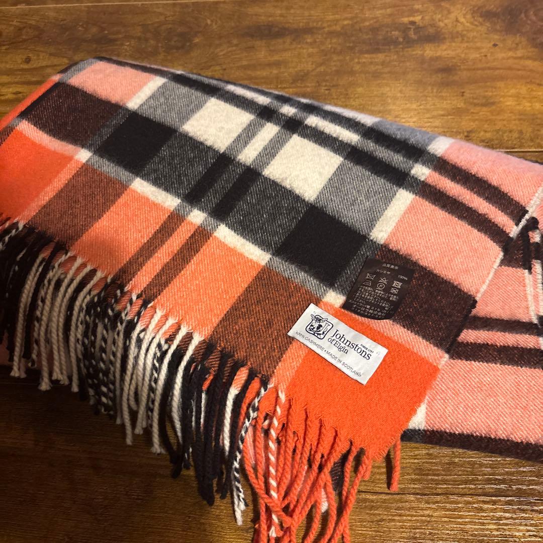 Johnstons of Elgin カシミヤ ストール 大判 チェック柄