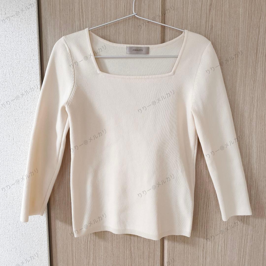 美品サイズ2　JUSGLITTY　配色ニットジャケットアンサンブル　カーディガン