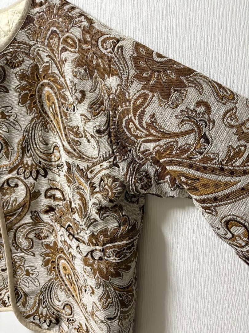 超美品】antiqua 配色パイピングペイズリー柄ジャケット アウター