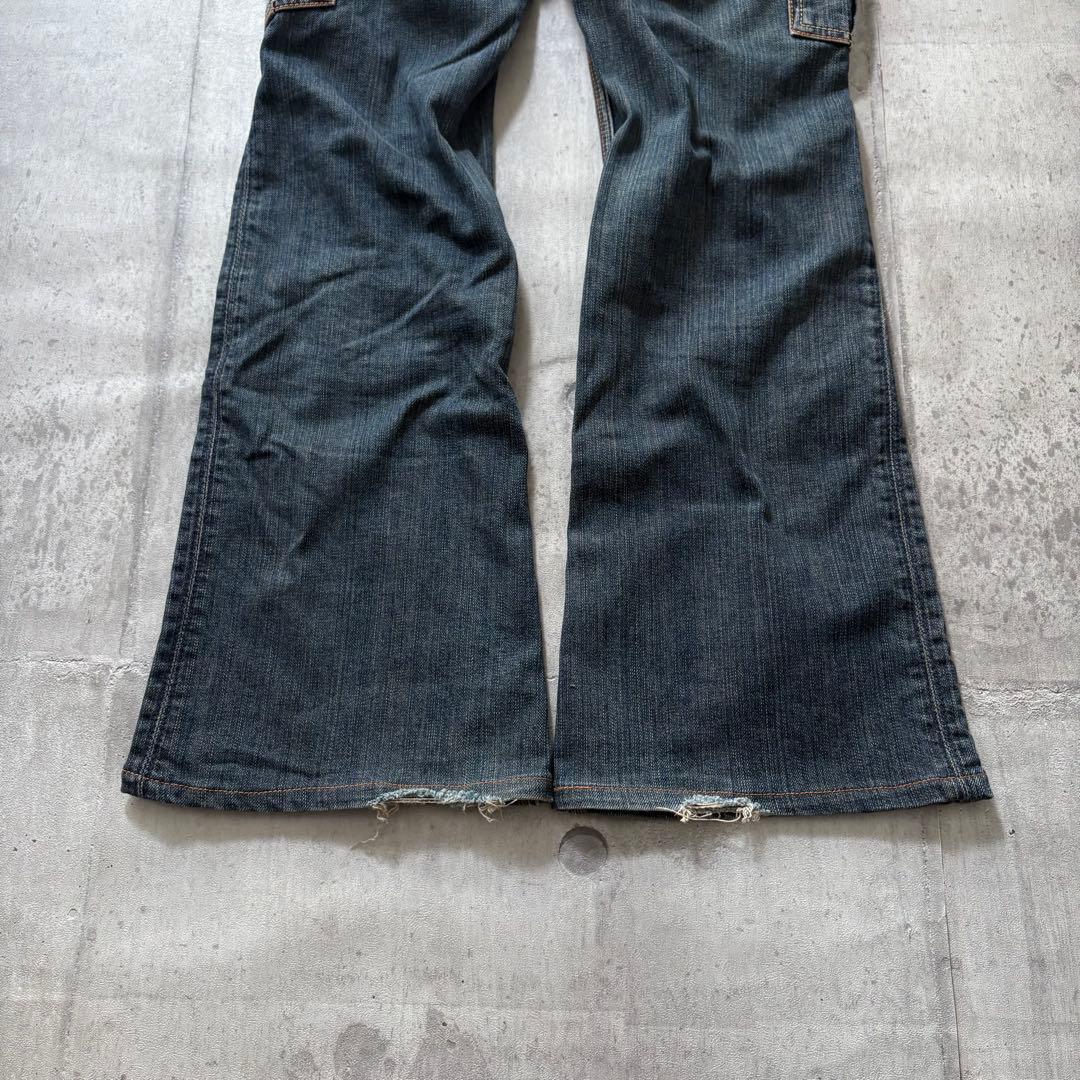 パンツ 00s flare denim cargo pants y2k grunge