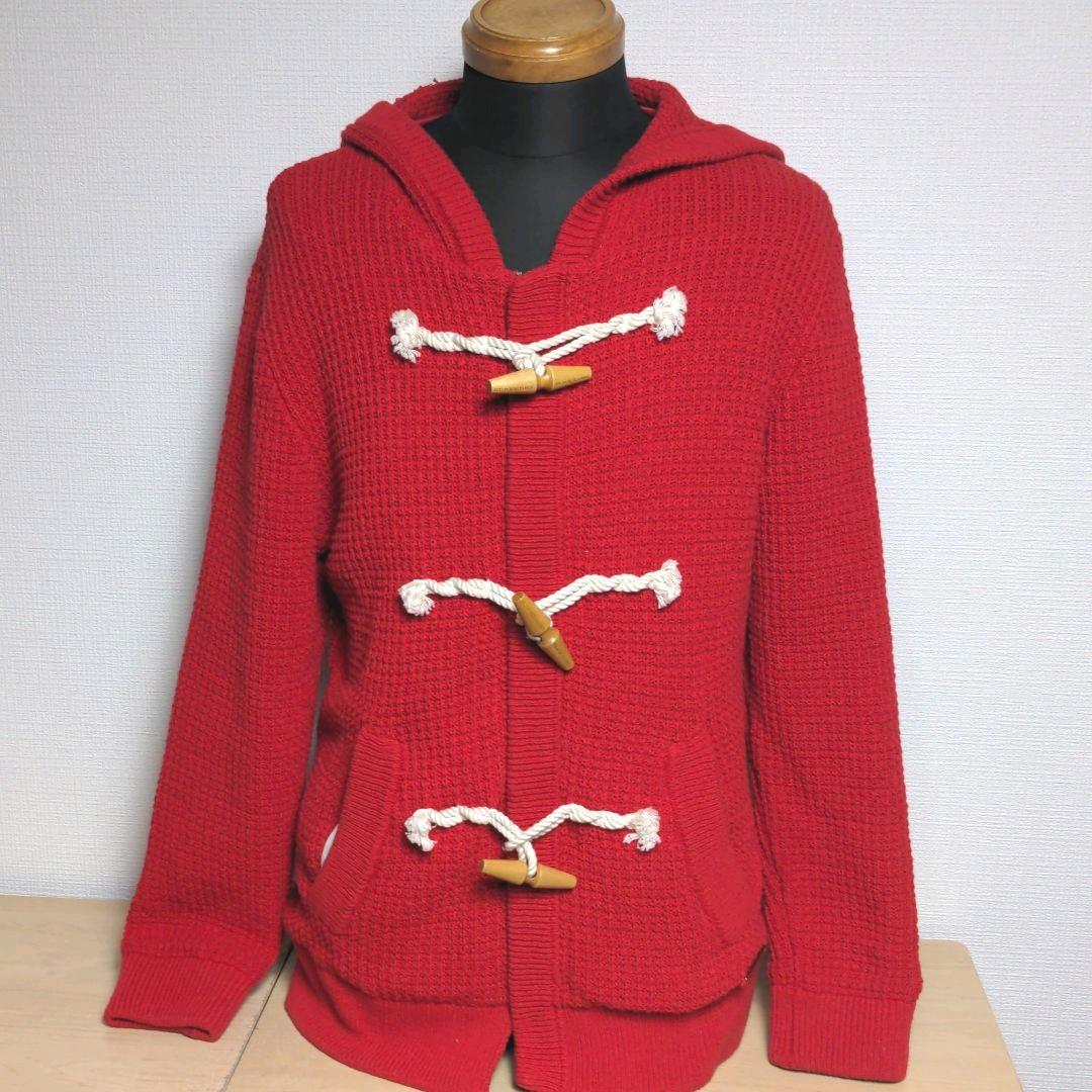 ao25. BURBERRY フーディダッフルコート 赤 メンズSサイズ