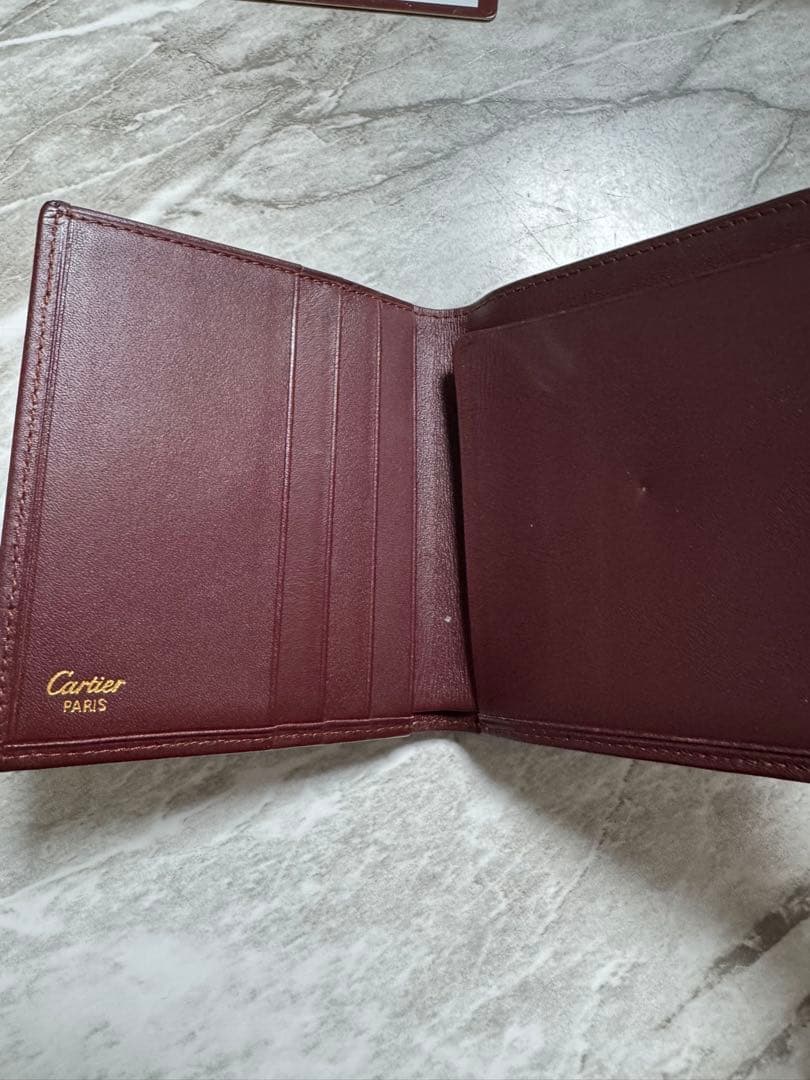 Cartier カルティエ レザー 三つ折り財布 サイフ マスト ボルドー