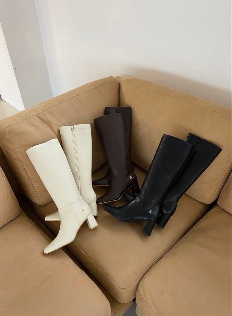 zoe long boots andmaryダークブラウン レザー ロングブーツ