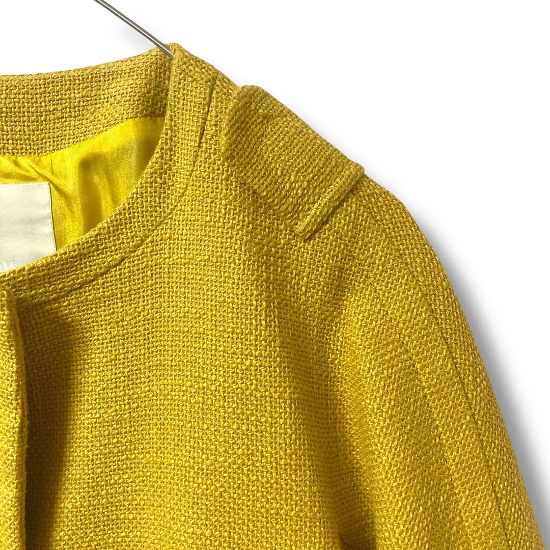 本日限定‼️【’S MaxMara】ツイード ノーカラーコート 36/S イエロー