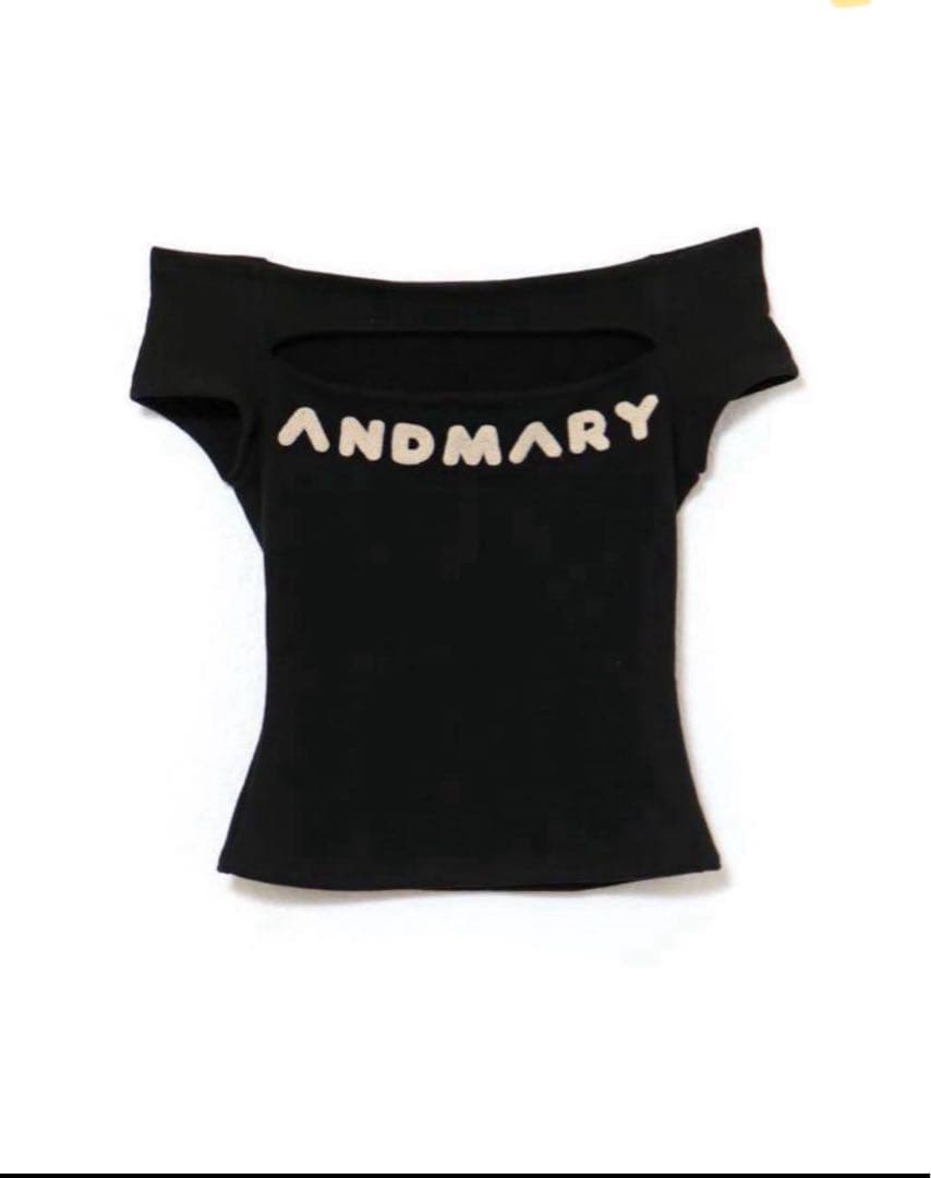 ANDMARY ロゴトップス ブラックオフショルダー Fサイズ