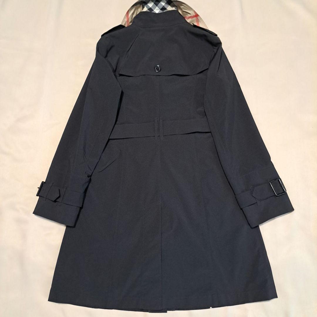 BURBERRY LONDONトレンチコートブラック ファー付きメガチェックM