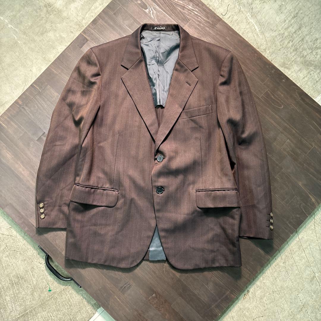7LA1 ジャケット＆パンツ　スーツ　フォーマル　結婚式　ブラウン　古着used