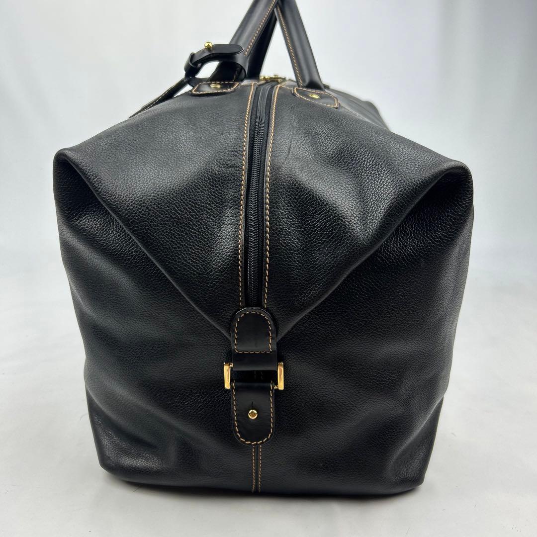 【美品】ダンヒル　ボストンバッグ　レザー　ロゴ金具　デカボストン　黒　2way
