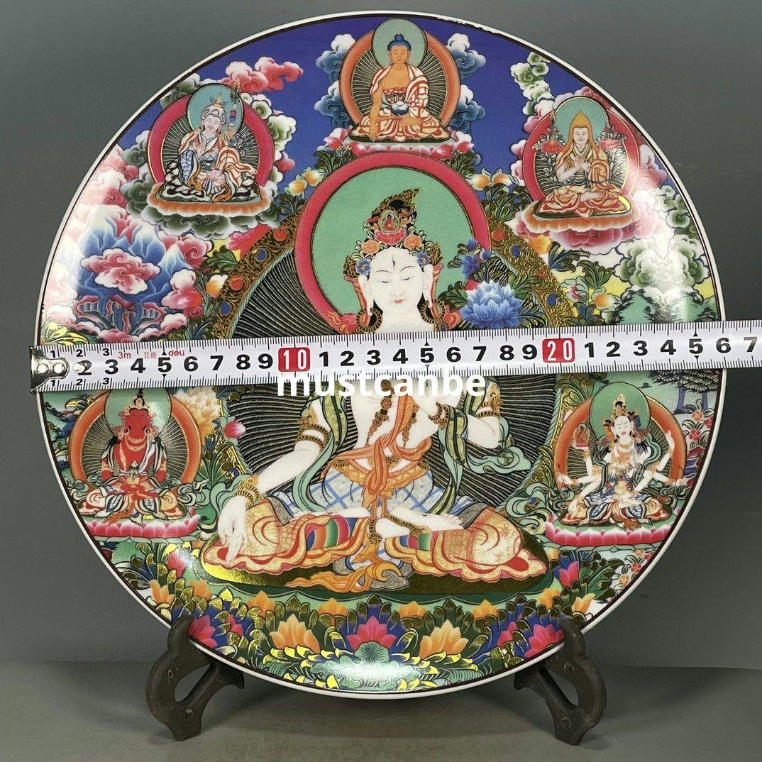 清乾隆五彩タンカ観音文賞盤 景徳鎮 陶磁器 装飾品 現代工芸品 美術品 置物