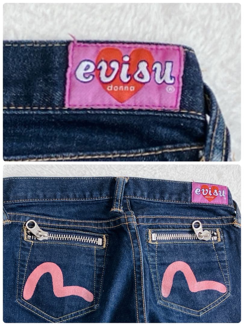 EVISU DONNA ジーンズ ローライズデニム ピンクカモメ　エヴィスy2k