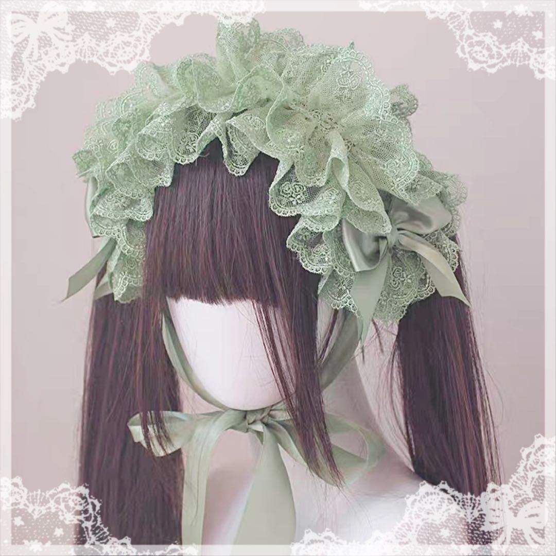 ♡ Princess tulle ribbon フリルヘッドドレス black♡