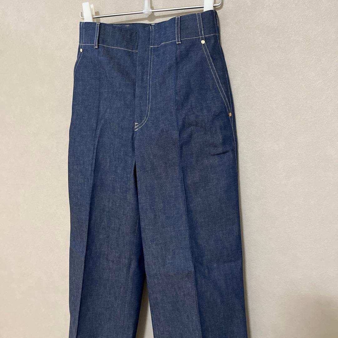 【エブール】リアクティブデニム ワイドストレートパンツ　36