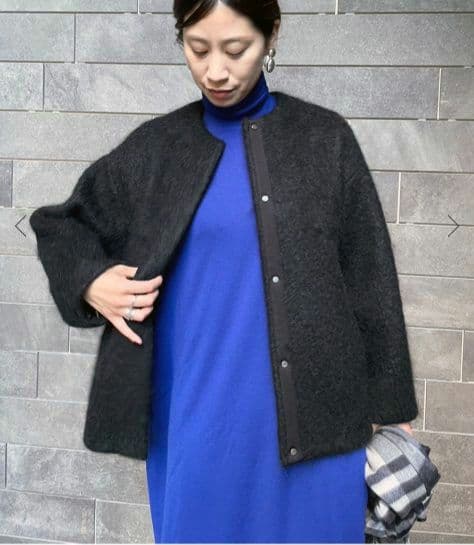 シャギークルーネックショートコート　VERMEIL par iena