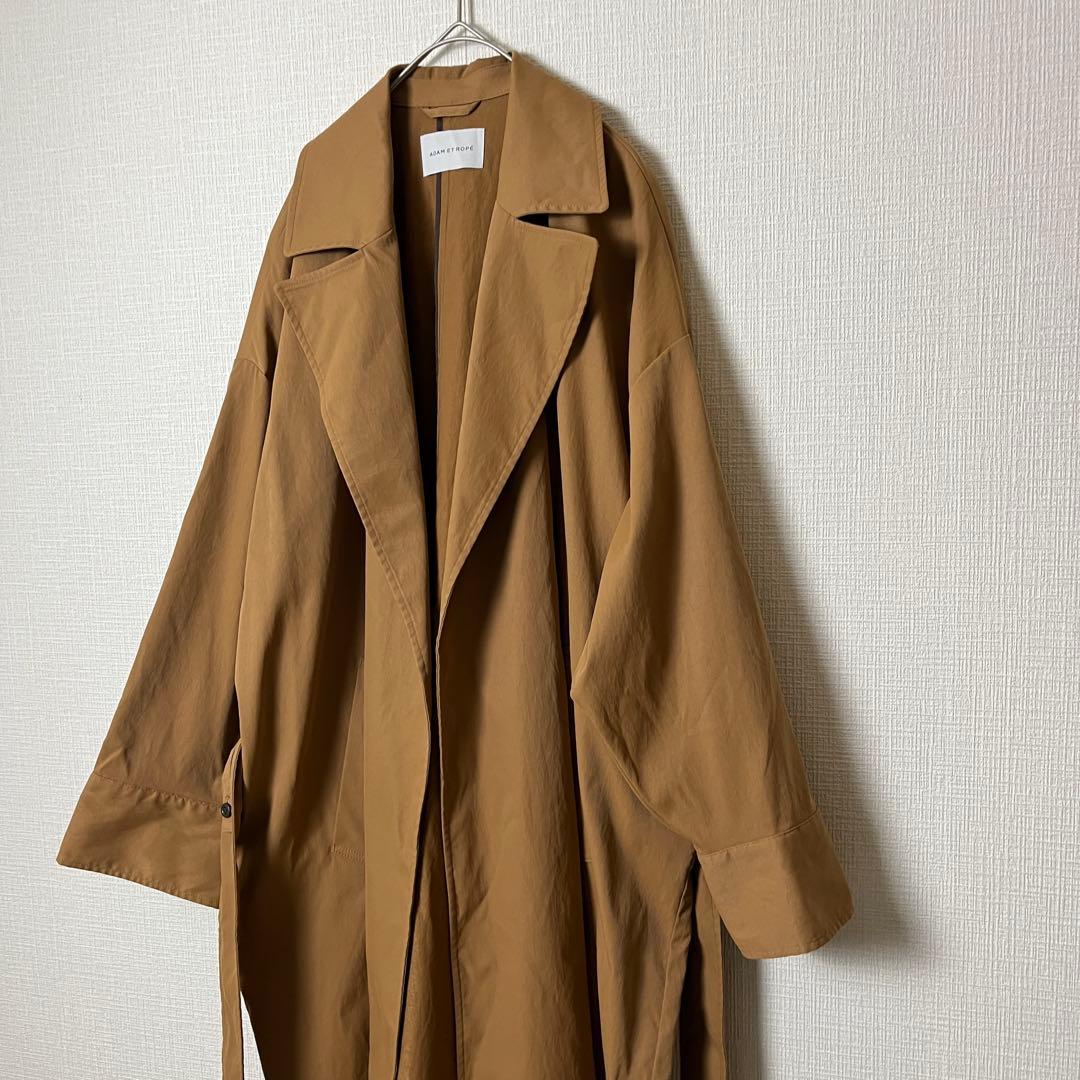 ADAM ET ROPE オーバートレンチコート キャメルベージュ ベルト付き
