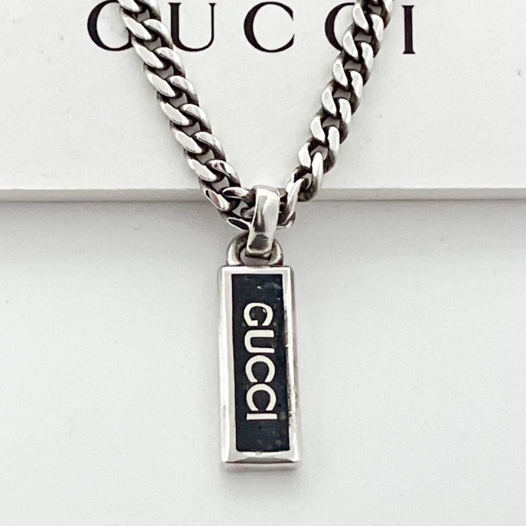 グッチ GUCCI 925 エナメル ロゴ ネックレス シルバー 1209