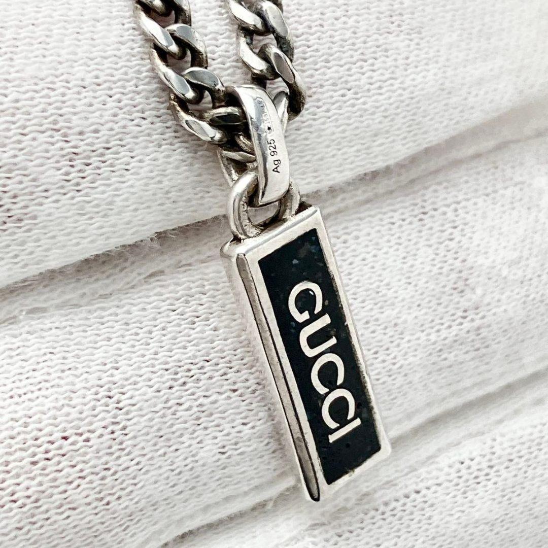グッチ GUCCI 925 エナメル ロゴ ネックレス シルバー 1209