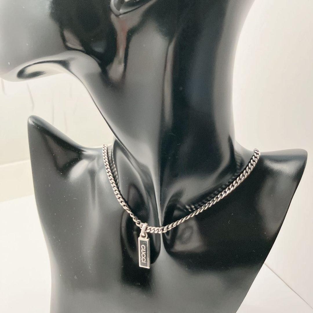 グッチ GUCCI 925 エナメル ロゴ ネックレス シルバー 1209