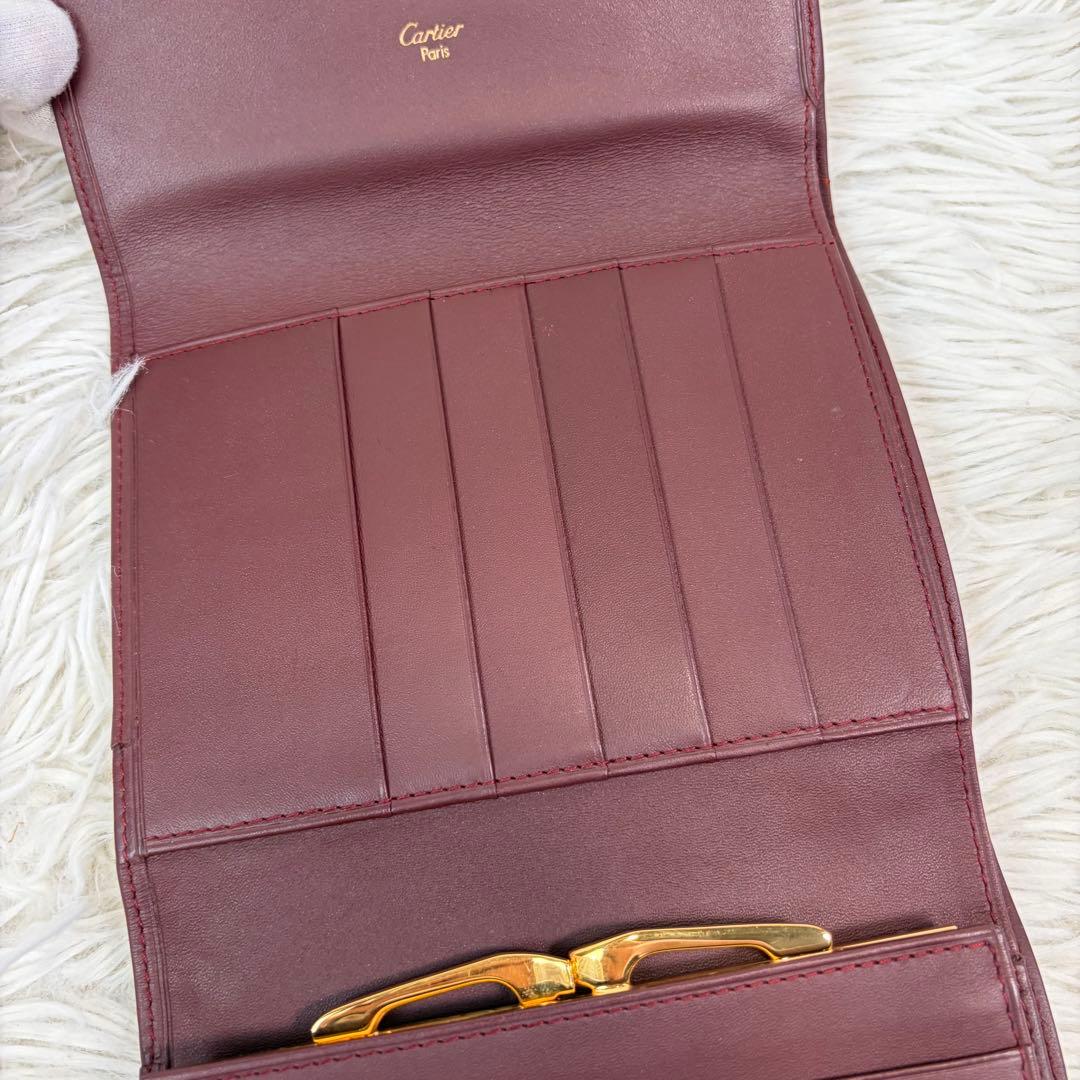 Ezbuy公式アカウント01 ✨　三つ折り財布 Wホック 金具 ボルドー