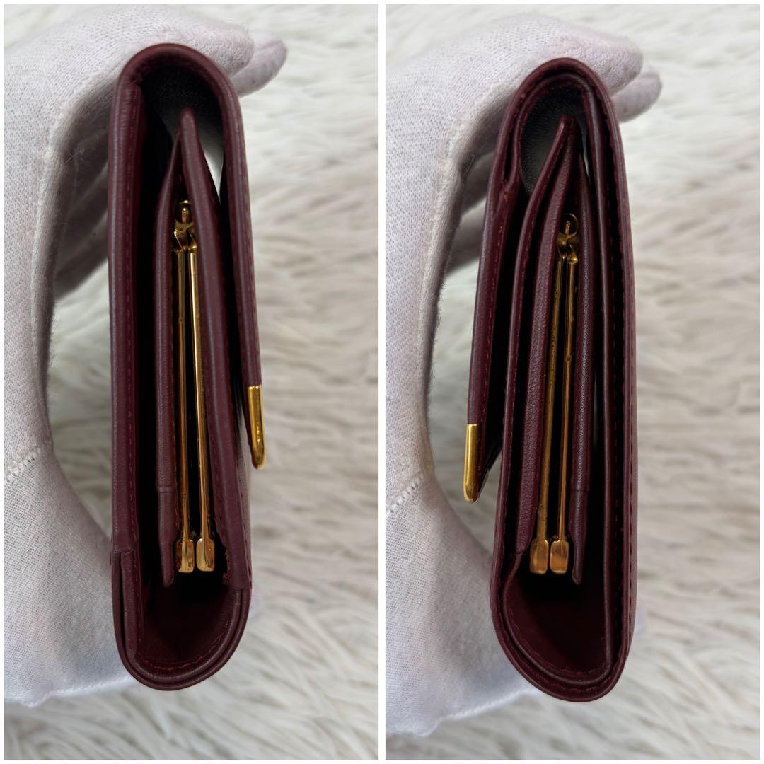 Ezbuy公式アカウント01 ✨　三つ折り財布 Wホック 金具 ボルドー