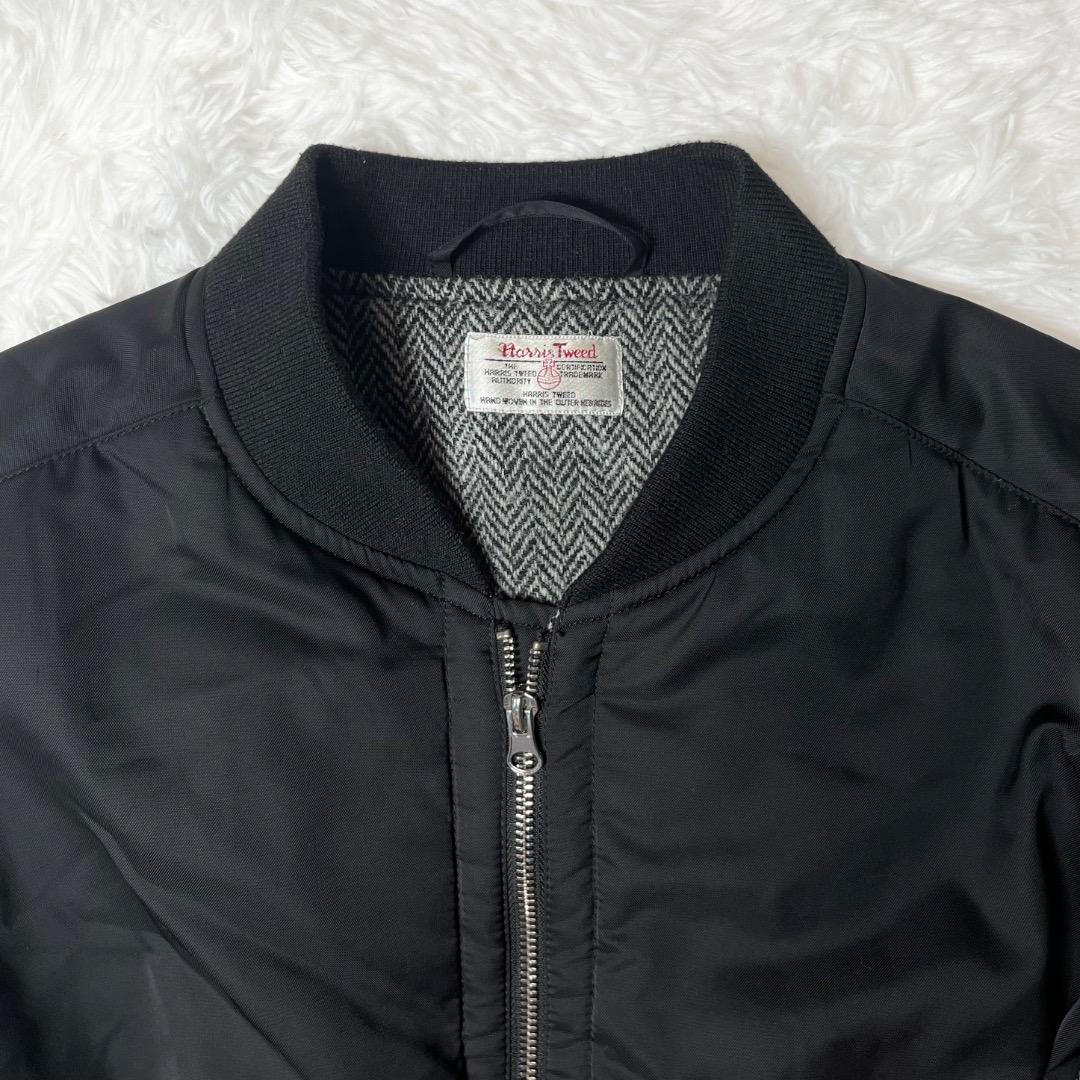 美品✨ ハリスツイード MA-1 ブルゾン 切替 アウター L メンズ 黒 灰