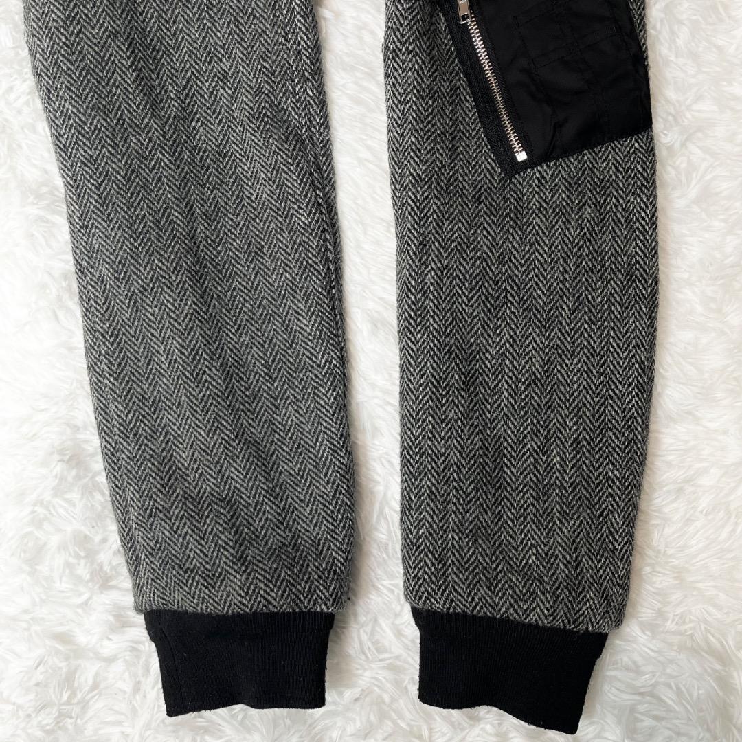 美品✨ ハリスツイード MA-1 ブルゾン 切替 アウター L メンズ 黒 灰