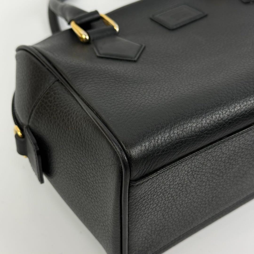 【美品】バーバリー 内側ノバチェック レザー ミニボストンバッグ ホースロゴ 黒