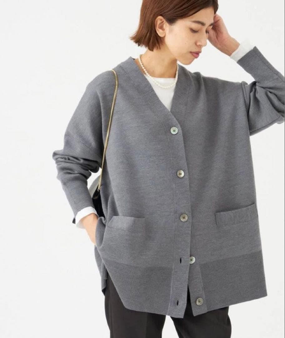 【美品】 IENA スーパーファインスムース ポンチョカーディガン グレー