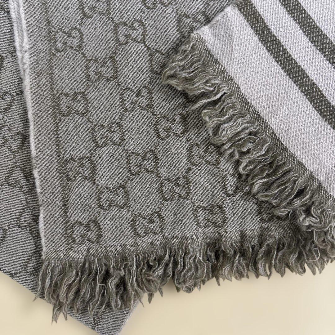 【美品】グッチ　GUCCI マフラー　ストール　GGロゴ　ウール