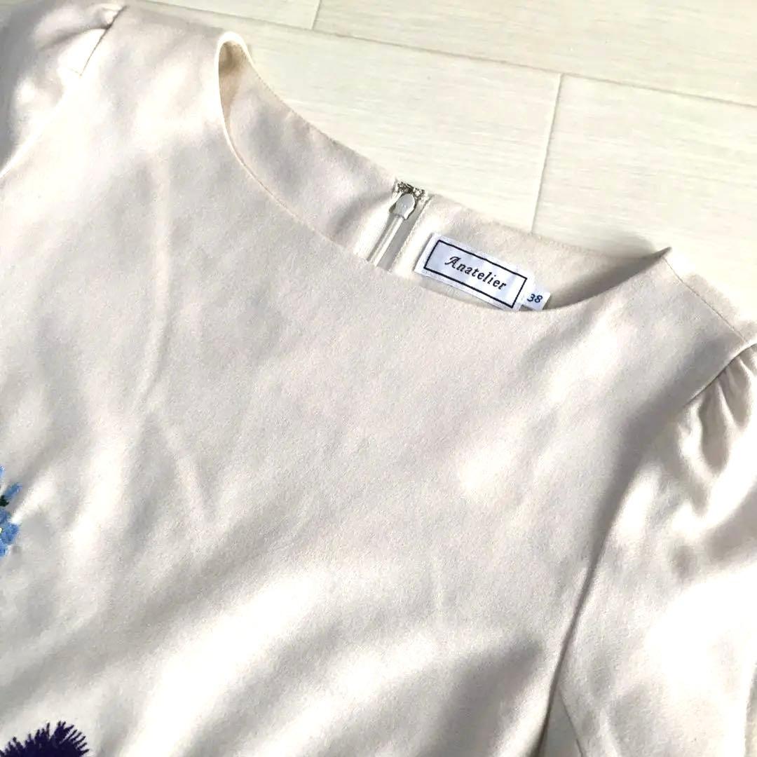 anatelier お花　フラワー刺繍　お上品ワンピース　春　ワンピ