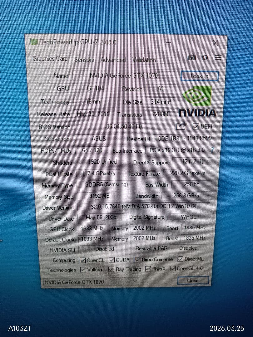 ⅰ ASUS STRIX GTX 1070 8GB