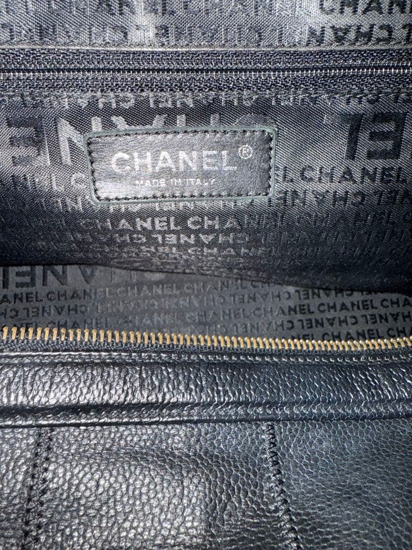 美品　CHANEL キャビアスキン ボストンバッグブラック