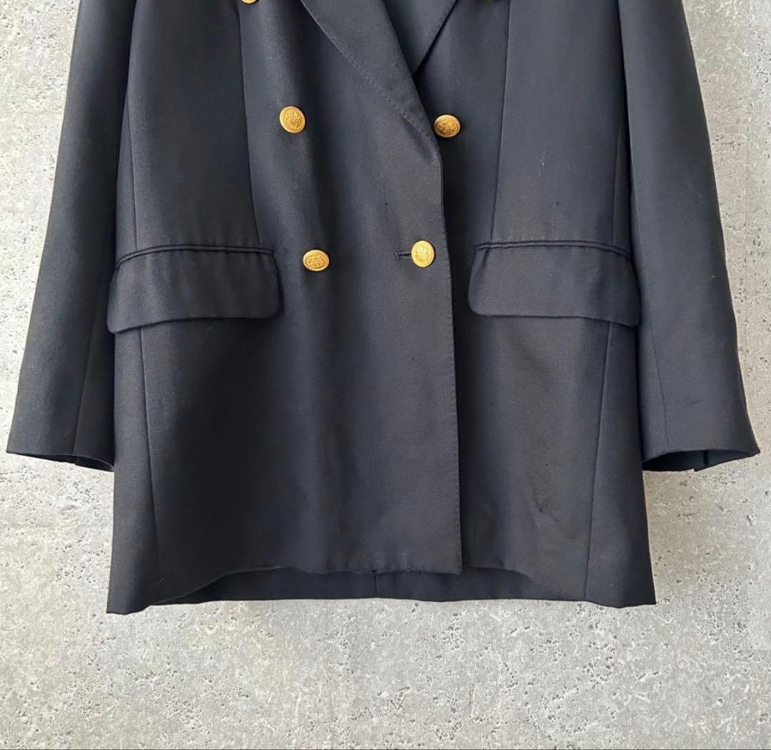 Aquascutum ダブル テーラードジャケット 紺ブレ 金ボタン