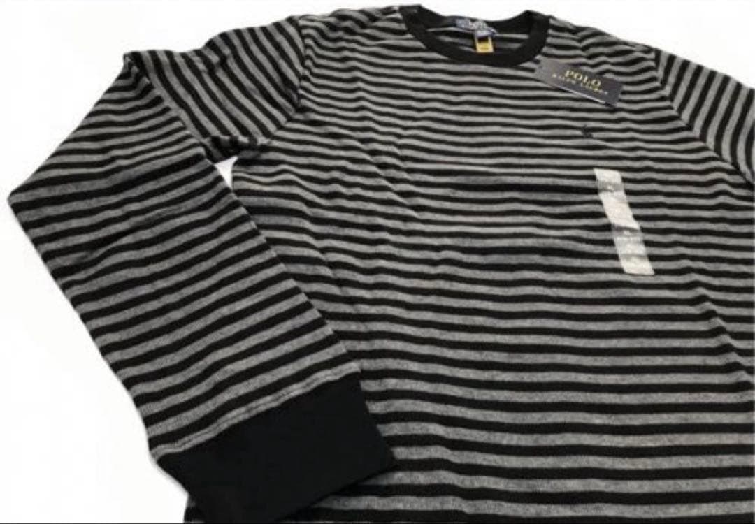 ラルフローレン 170cm ストライプドワッフルコットン長袖Tシャツ 新品未使用