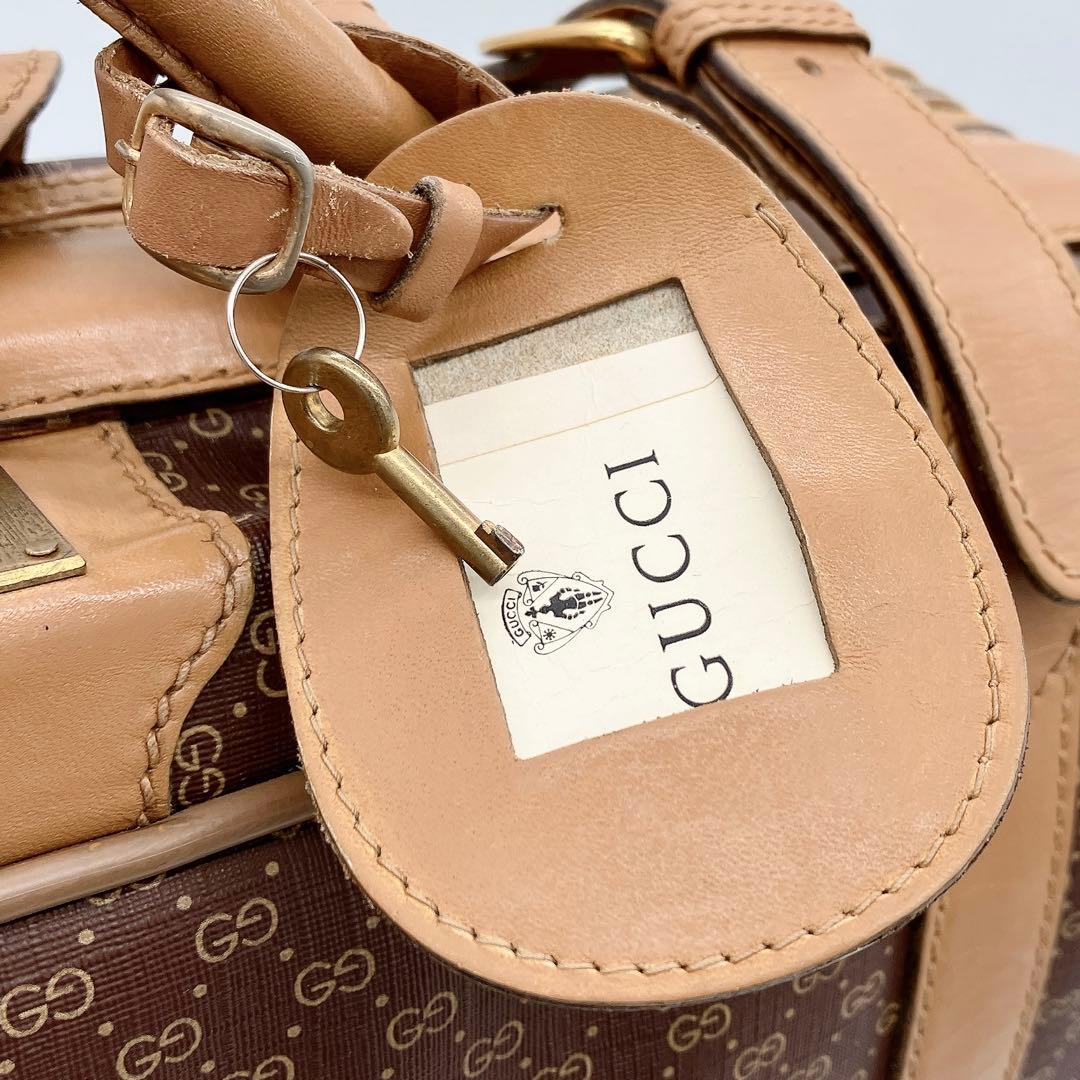 【GUCCI】トランクケース　旅行鞄　マイクロGG柄　PVC ダークブラウン