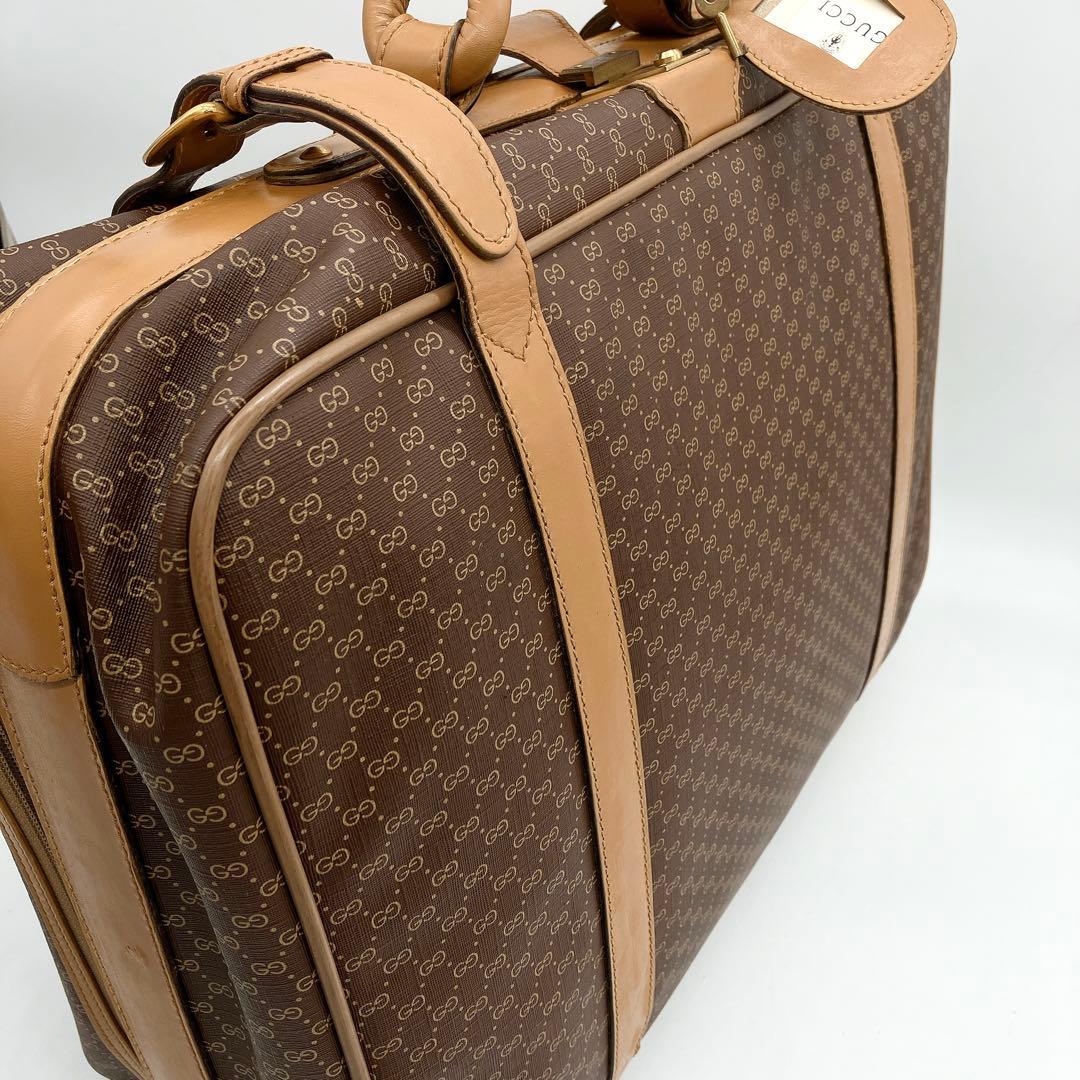【GUCCI】トランクケース　旅行鞄　マイクロGG柄　PVC ダークブラウン