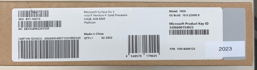 【未使用品】Microsoft Surface Go3 本体①