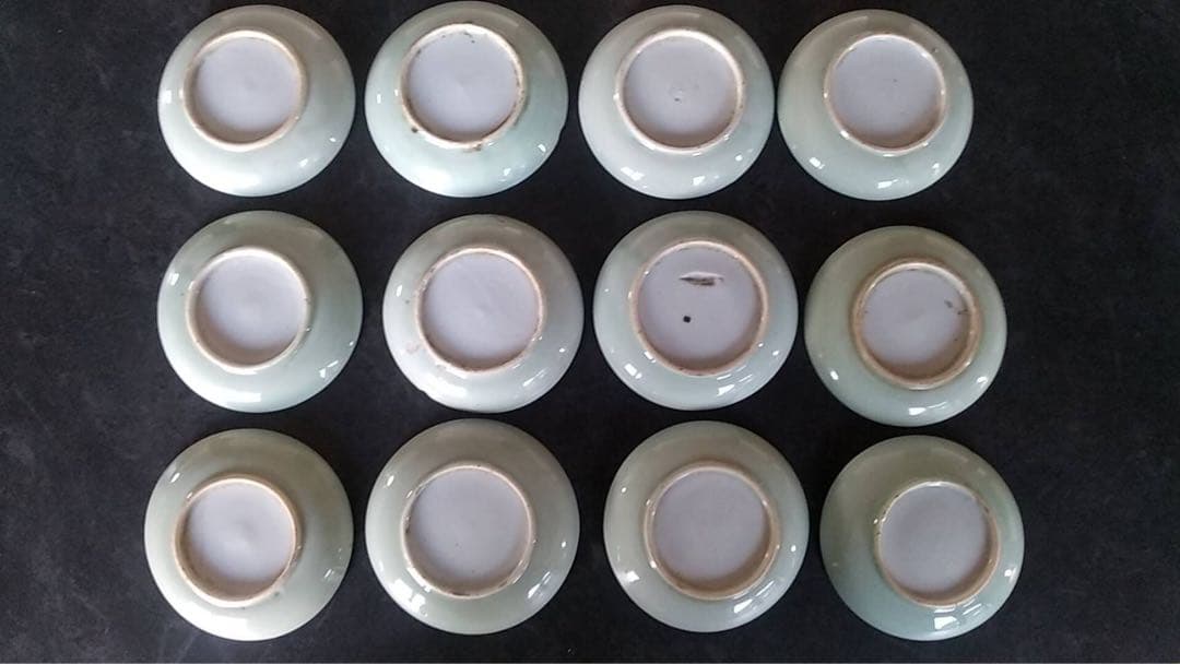 青磁　小皿　豆皿　印判　ヴィンテージ　古道具　瀬戸　煎茶器　アンティーク