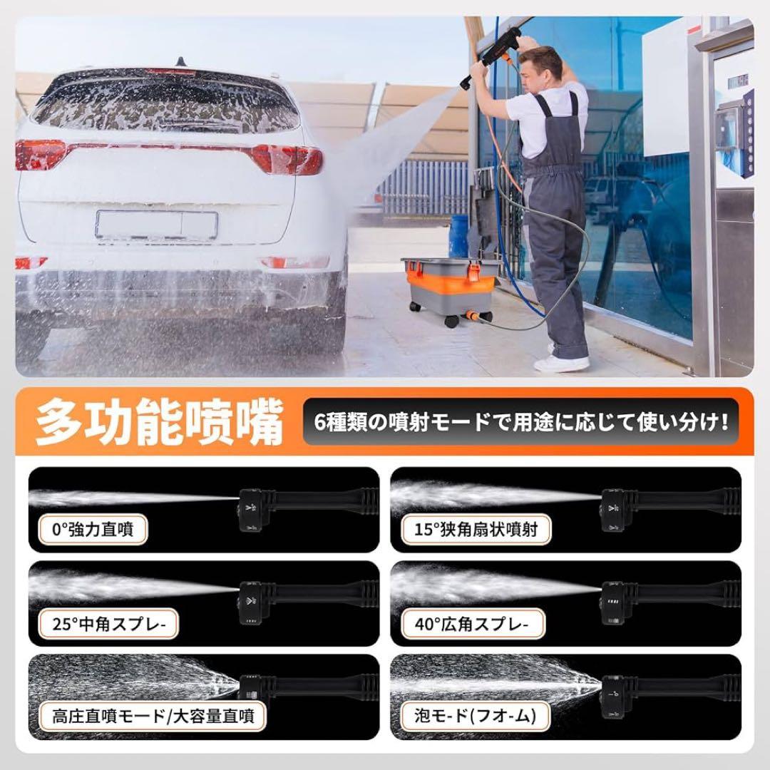 パワフル9MPa✨高圧洗浄機 充電式 22L折り畳みバケツ付き 年末掃除 洗車