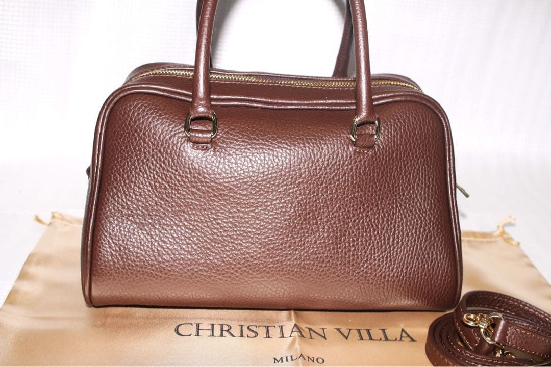⭐️新品未使用⭐️ CHRISTIAN VILLA ボストンバッグ ブラウン2way