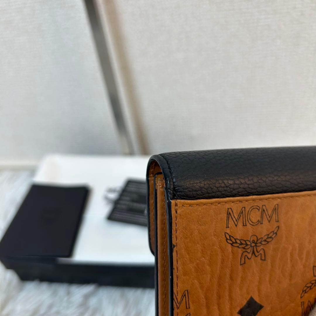 【美品✨ヴィセトス/正規品】エムシーエム　折り財布　レザー　ブラウン　黒　人気