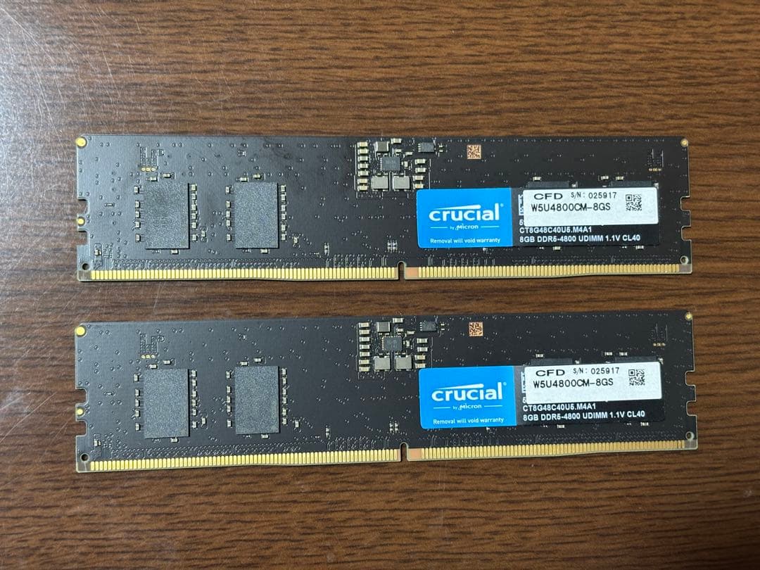 Crucial DDR5-4800 8GBx2枚 16GB 動作確認済み