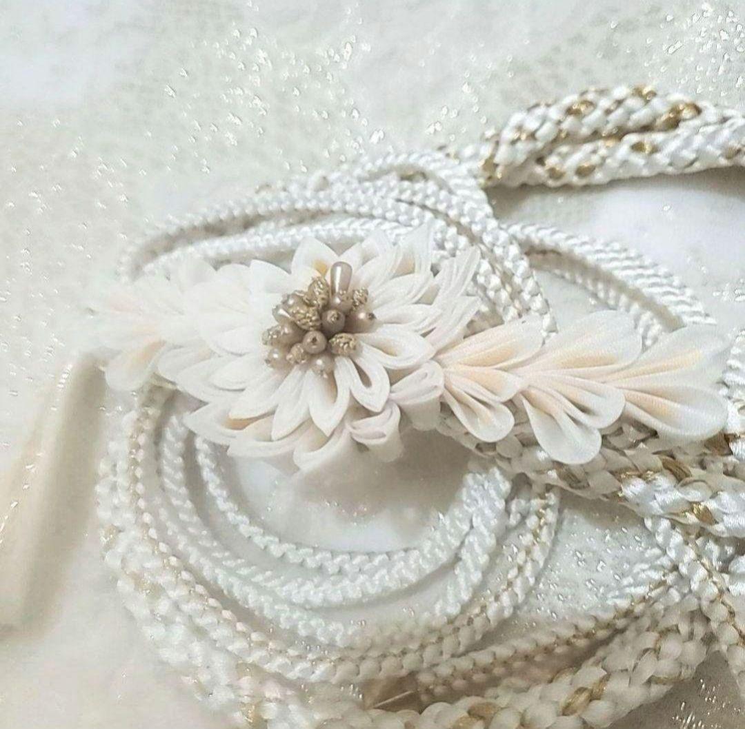 新品 振袖用 帯締め 帯〆 つまみ細工 剣菊 正絹 成人式 結婚式 つまみ飾り